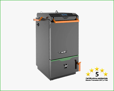 BLAZE HARMONY - Caldaia a legna BLAZE GREEN BG con gassificazione a fiamma inversa